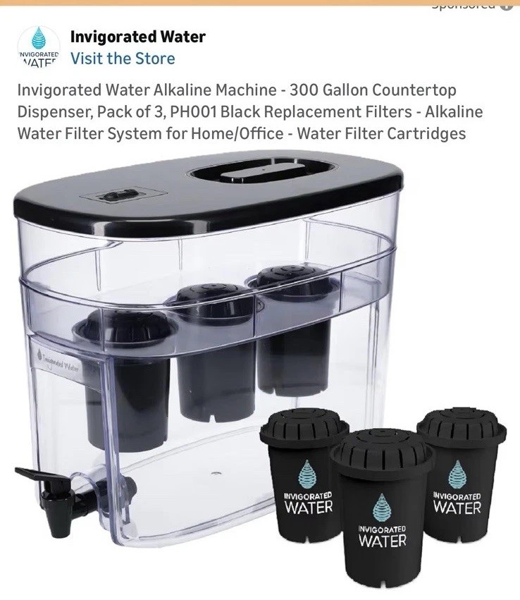 Invigorated Water Alkaline Countertop Dispenser 300 gal +3 Filters PH001