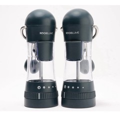 Kochblume Gray Ratchet Grinders Mills Set of 2 Salt Pepper Spices Ergonomic