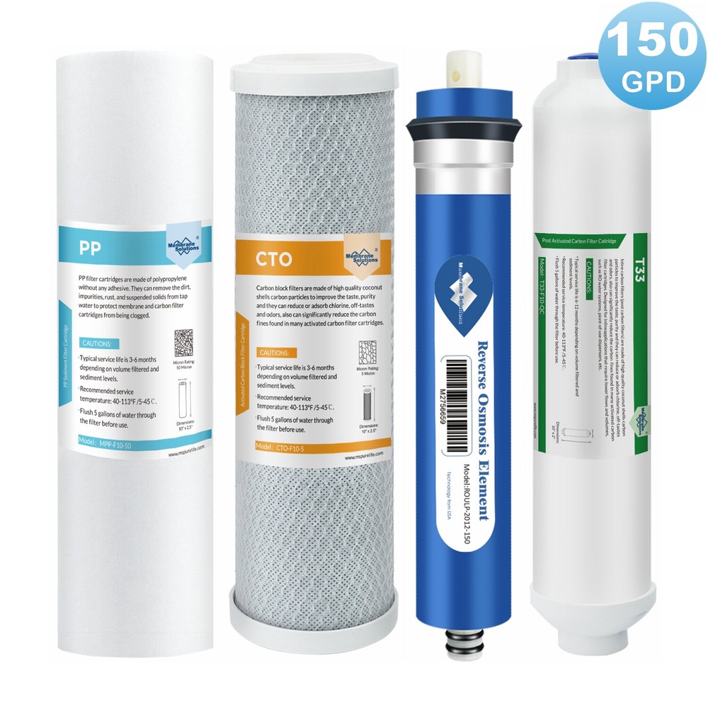 4 Stage Reverse Osmosis System Water Filter with 150 GPD RO Membrane Replacement