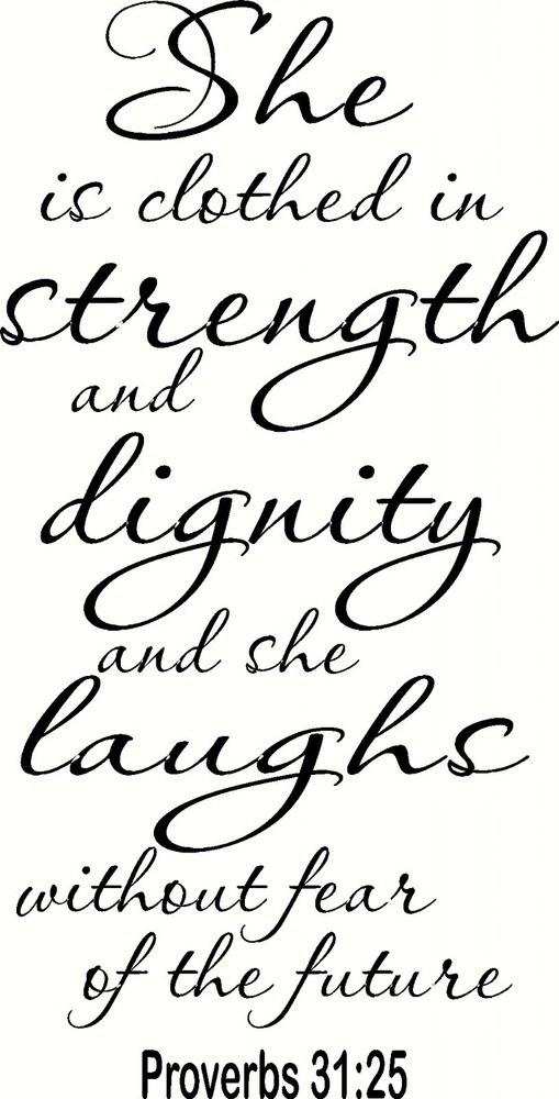 Proverbs 31:25 V4 11×22 Bible Verse Vinyl Decals for Girls by Scripture Wall Art