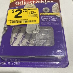 3M Command Adjustables Clear Repositionable 14 Hooks 30 Strips, 0.5-lb Hold {23}