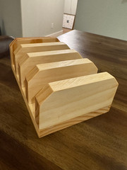 Handmade Pine Cutting Board Holder 4-Slot Countertop Organizer Tung Oil Finish