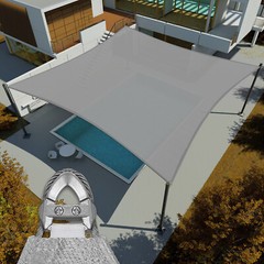 20-29 ft Shade Sail Rectangle Gray Sun Canopy Cover w/ Steel Wire Garden Outdoor