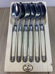 Jean Dubost LAGUIOLE Cream Stainless France 6 Piece Spoon Set Flatware