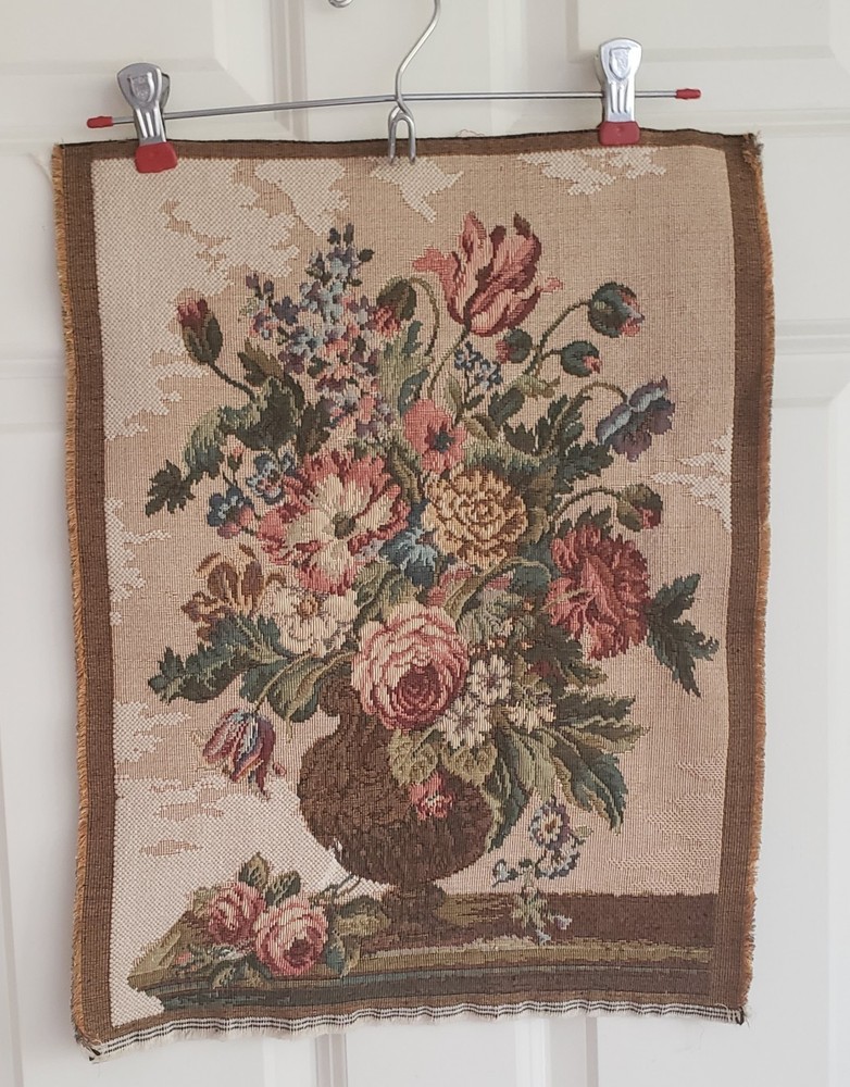 Vintage Italian Floral Tapestry Rectangle Pillow Chair Cover 13.5 x 18″ New