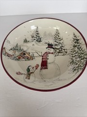 Williams Sonoma Snowman Serving Bowl 8.5″ Winter Christmas Retired