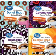 Great Value Unflavored Ground Coffee Pods Variety (Pack 8.3 oz 24 Count)