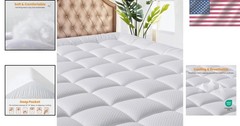Machine Washable Queen Mattress Topper – Soft Quilted Cooling Protector