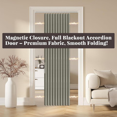 100% Blackout Accordion Door Magnetic Door Curtain Folding Closet Doors Curtain