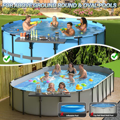 Pool Bar, above Ground Poolside Bar Table, 49.4×9.6″ Stable & Large Pool Side Ta