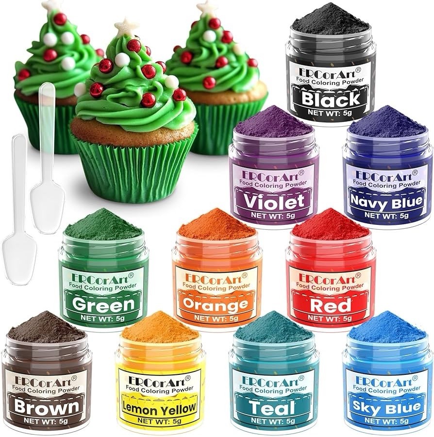 (G6B) 10 Color Powder Food Coloring Set for Cake Decorating Baking Icing Slime