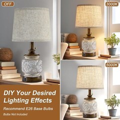 19.5″ Farmhouse Table Lamps Set of 2 w/ USB Ports Rustic Nightstand Bedroom