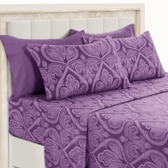 Deep Pocket 6 Piece Bed Sheet Set 1800 Series Microfiber Comfort Paisley Sheets
