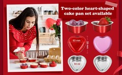 40 Sets 1.86 oz Mini Heart Shaped Cake Pans with Lids Aluminum Foil pan 55 ml