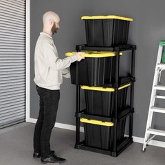 (2 pack) 4 Tier Tote Rack, Holds Four 27 Gallon Industrial Storage Totes, Heavy