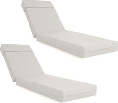 NAIZEA Chaise Lounge Cushions Outdoor Set of 2 Waterproof with Removable Cover