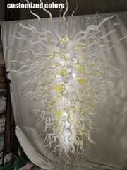 Classic White Large Handmade Blown Glass Chandelier Lighting Pendant W32″xH60″