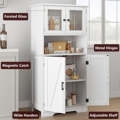Kitchen Pantry Cabinet, Standing Cupboard,Storage Cabinet for Living Room, White