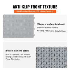VEVOR Garage Flooring Tiles Interlocking 12×12″ 50 Pack Bulk 50 sq.ft Silver