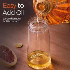 2-in-1 Oil Dispenser & Sprayer 16oz Glass Bottle Food-grade For Kitchen & BBQ
