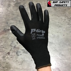 LIBERTY P-GRIP WORK GLOVES BLACK PU POLYURETHANE COATED PALM SP4638BK (12 PAIR)