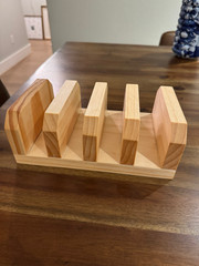 Handmade Pine Cutting Board Holder 4-Slot Countertop Organizer Tung Oil Finish