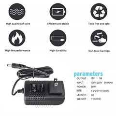 Kastar UL Listed 12V 3A 36W DC Power Supply Adapter Transformer LED Strip Camera