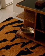 Nordic Knots Tiger Rust Black Rug New Zealand Wool Hand-Loomed Plush Print Rug