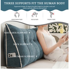 Chenille Headboard Wedge Pillow Large Dorm Bed Bolster Cushion Backrest Support