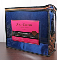 Juicy Couture Royal Blue Satin 4pc KING Sheet Set Easy Care Soft Sleek Smooth