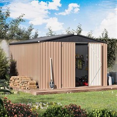 AECOJOY 4’x6’/ 6’x8′ Outdoor Metal Storage Shed for Garden Tools Lockable Door