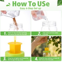 18 Pack Fly Traps Outdoor, Reusable Fly Catcher Bottles with Hanging Flies Tr…