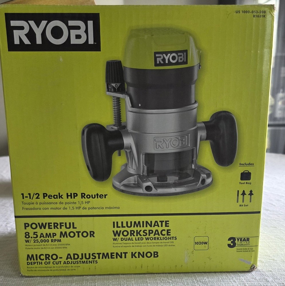 RYOBI 8.5 Amp 1-1/2 Peak HP Fixed Base Corded Router R1631K