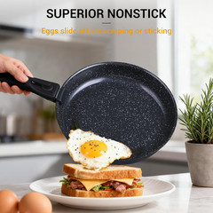21-Piece Ceramic Pots and Pans Set Non Stick with Detachable Handles and Egg Fry