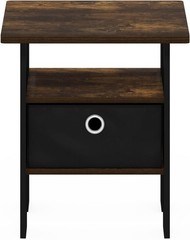 Contemporary Amber Pine Side Table with Open Shelves – Perfect for Any Room