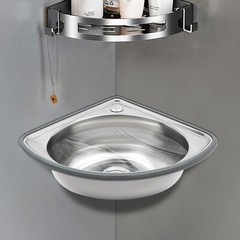 Stainless Steel Small Wall Mount Corner Bathroom Sink With Overflow Triangle