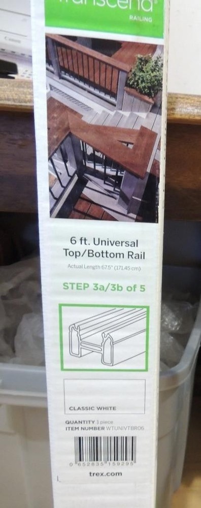 Trex Transcend Railing CLASSIC WHITE 6 ft. Universal Top/Bottom Rail WTUNIVTBR06