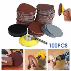 100PCS 2″ Sanding Disc Sand Paper Hook Loop Sander+Backer Pad+M6 Drill Adapter