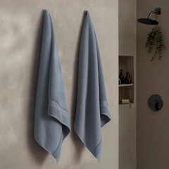 WelHome Waffle Bath Towel 29 in x 58 in in Blue