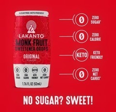 Liquid Monk Fruit Extract Drops, Original, Erythritol Free Sugar Substitute Swee