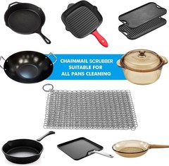 316L Stainless Steel Chainmail Scrubber 8×6 Cast Iron Pan Cleaner Rustproof