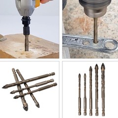 5 Count Four Edged Serrated Eccentric Drill Bit Set,New Four-Flute Sawtooth Ecce