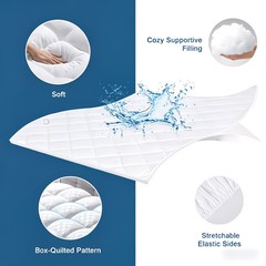 Extra Thick Mattress Topper Waterproof Bed Cover Cushion Soft Breathable Washabl