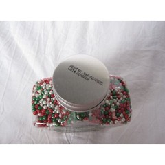 NEW Green Red White Glitter Cookie Decoration Sugar Pearls 8.11oz jar Sparkles