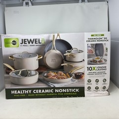 GreenPan Jewel Pro 11-Piece Ceramic Non-Stick Cookware Set Taupe *Damaged Box*
