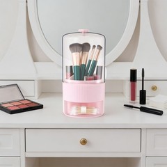 Pink Makeup Brush Storage 5.31*11.02in Organizer With Cover For Cosmetic Brushes