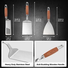 Stainless Steel Spatula Set of 3, Metal Spatulas for Cast Iron Silver