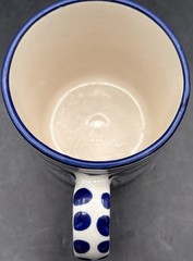 Le Souk Ceramique Tunisia Blue White Hand Painted Geometric Design Coffee Mugs