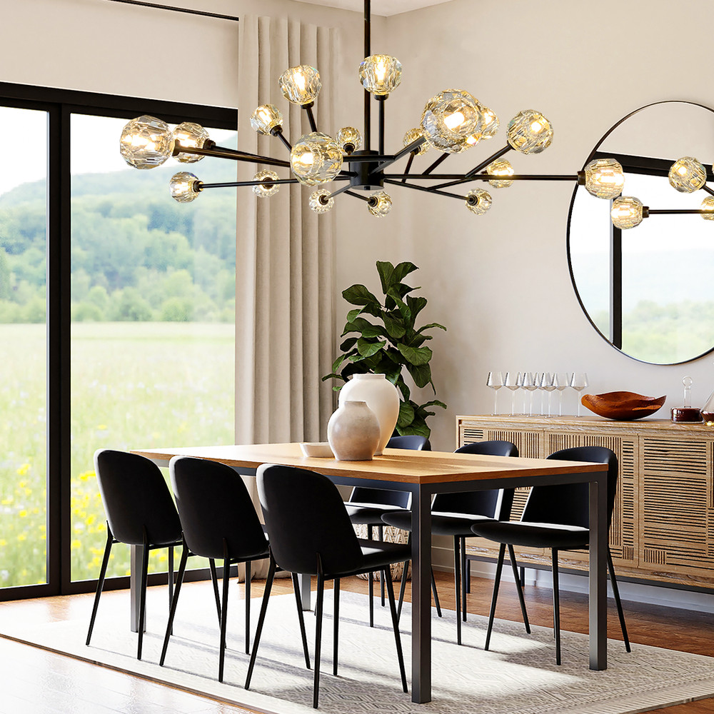 18-Light Modern Crystal Chandelier LED Sputnik Pendant Fixture Ceiling Lighting