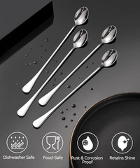 9.5Inch Long Handle Iced Tea Spoon Coffee Spoon Ice Cream Spoons Stainless Steel